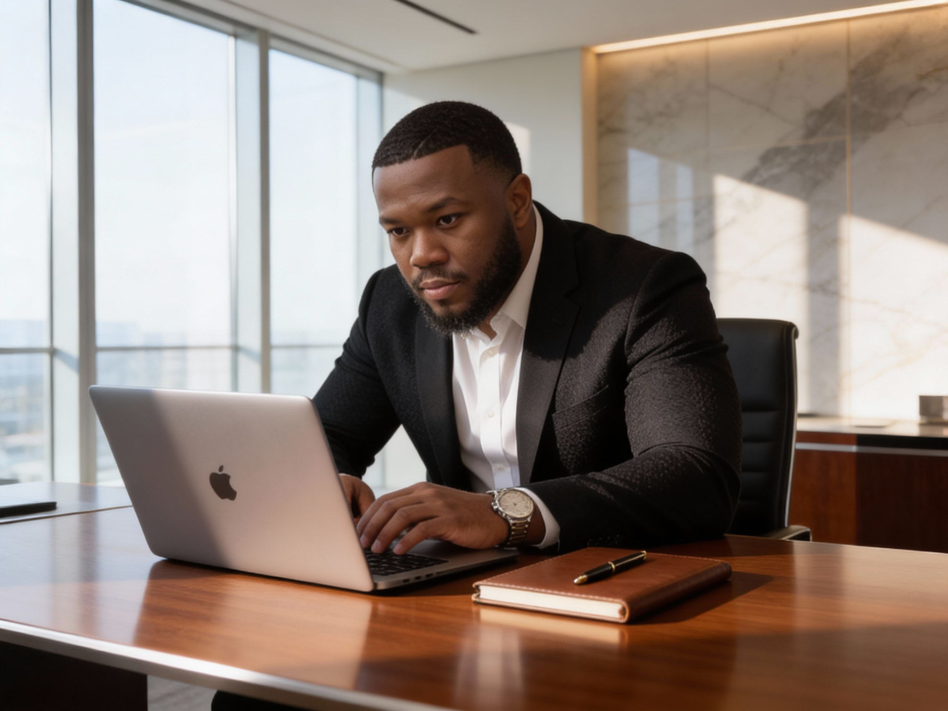 Vincent Hilliard Jr. working at his executive desk